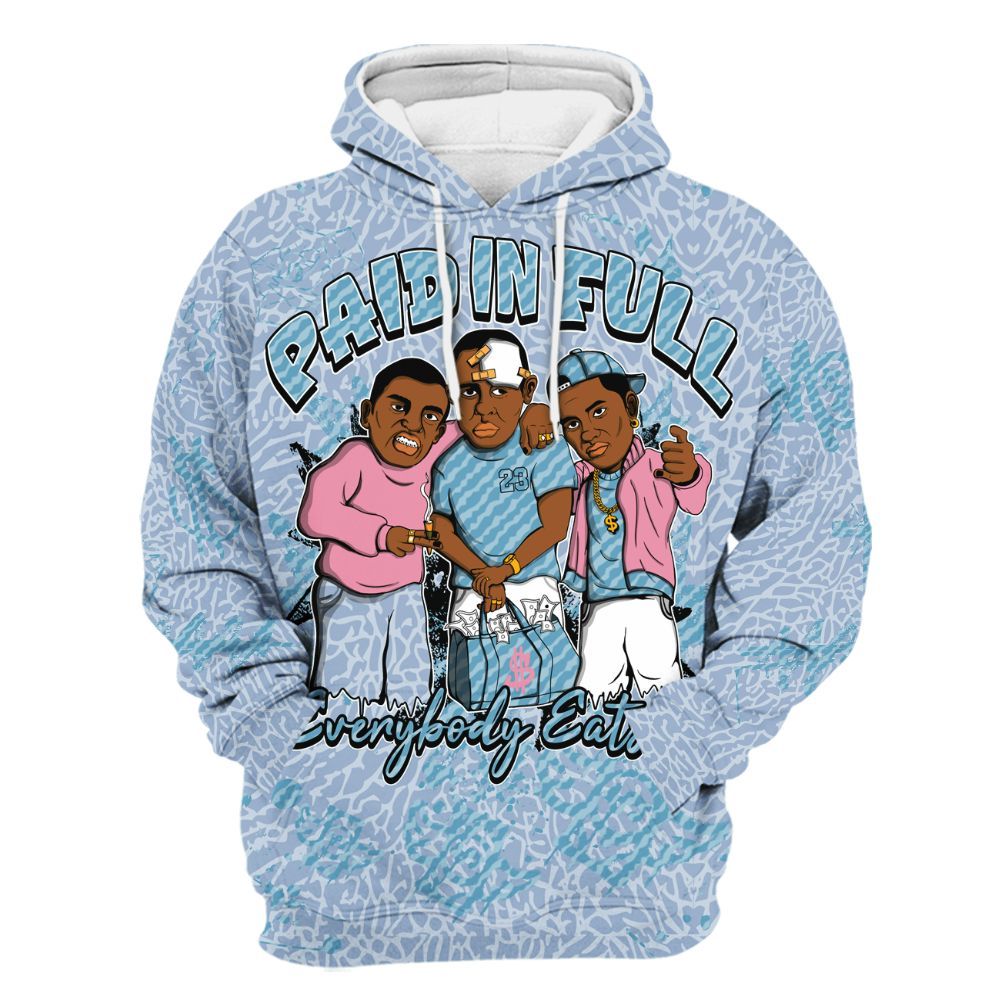 Hoodie To Match Denim Pink Glow 3s - Everybody Paid In Full Crayon All Over Print