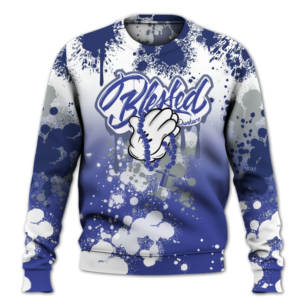 Sweatshirt To Match Shox TL Royal - God Blessed Ink Drip All Over Print