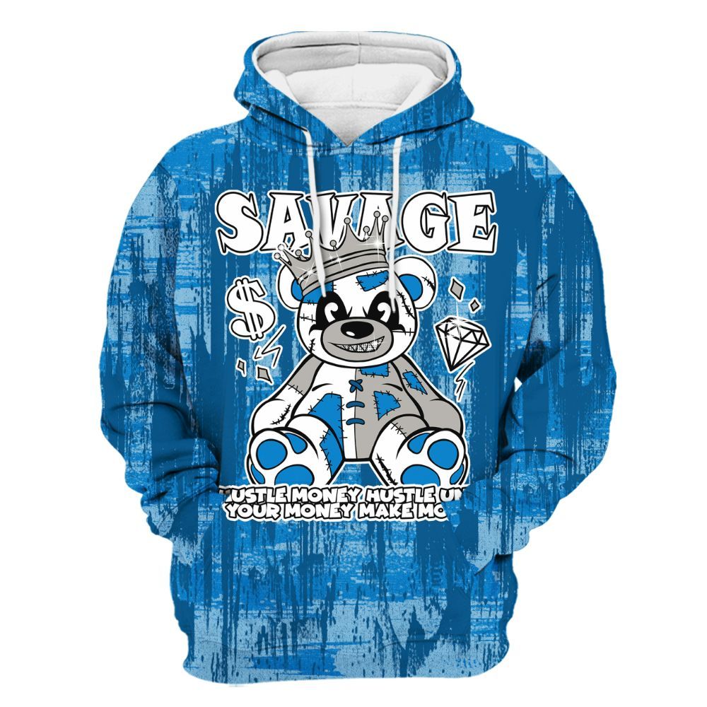 Hoodie To Match Industrial Blue 4s - Savages Bear Glitch Art All Over Print