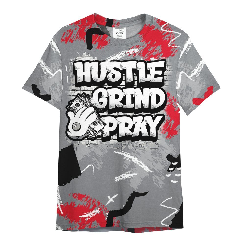 Shirt To Match Black Cement 3s - Hustle Grind Pray Graphic Street Style All Over Print