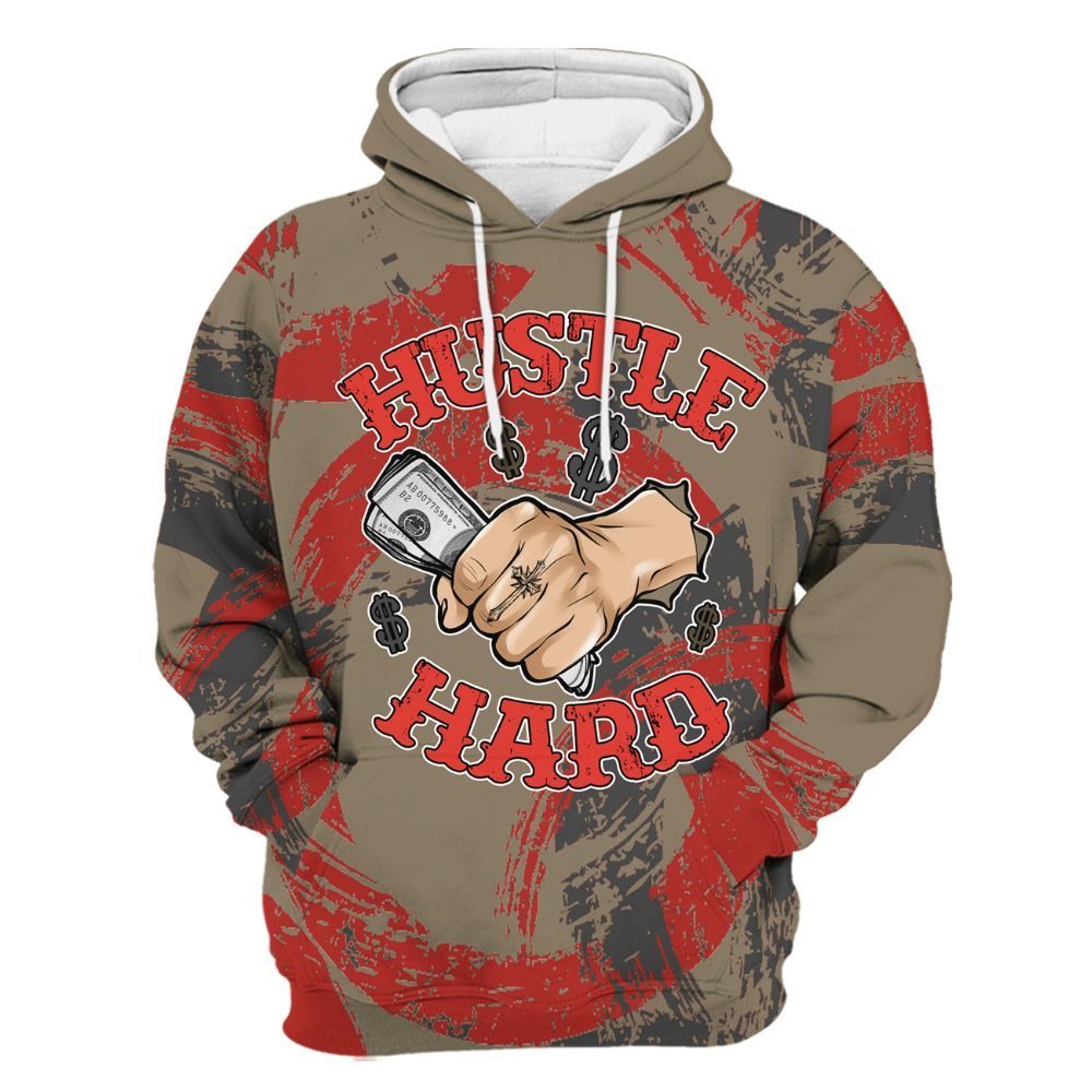 Hoodie To Match Olive 9s - Hustles Hard! Splash All Over Print
