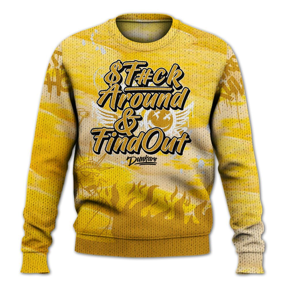 Knitted Sweater To Match Low Yellow Python 11s - Graphic Fck Around Find Out