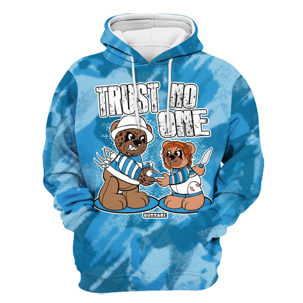 Hoodie To Match Powder Blue 9s - Trust No One Bear Abstract Halftone All Over Print