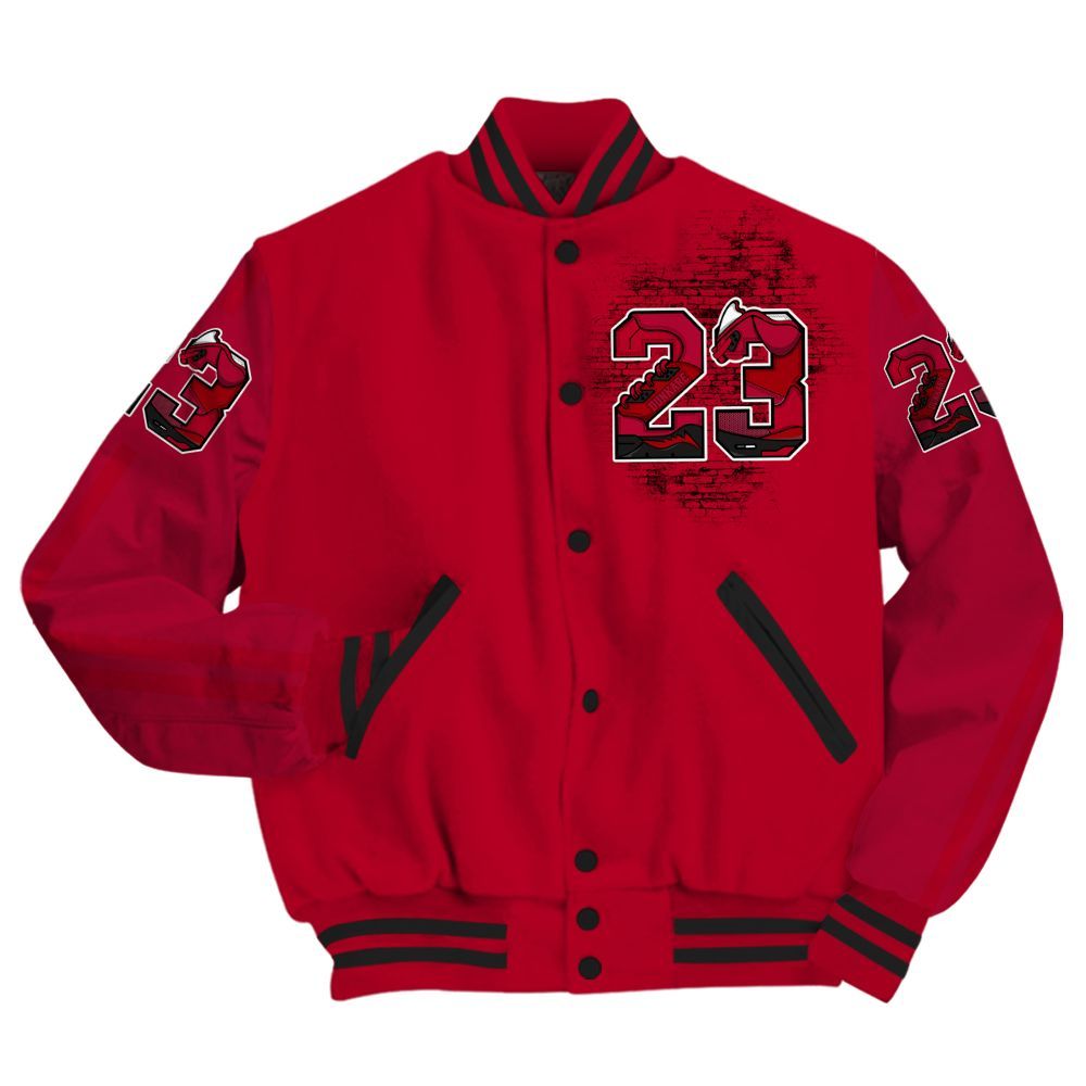 Varsity Jacket To Match Air Foamposite Pro Gym Red - Custom Name Number 23 5s All Over Print