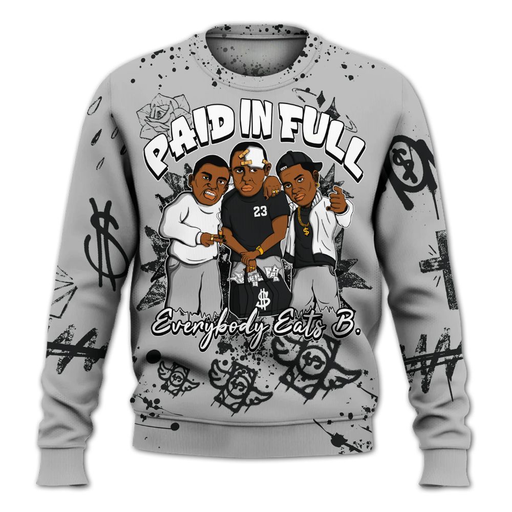 Sweatshirt To Match Low 85 Metallic Black 1s - Everybody Paid In Full Crayon All Over Print