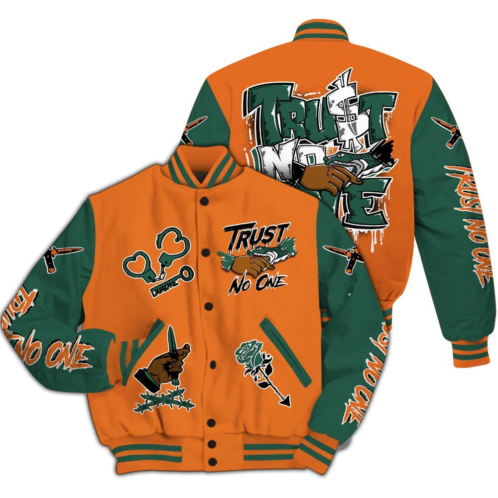 Varsity Jacket To Match Dunk Low Ceramic - Trust No One Dripping All Over Print