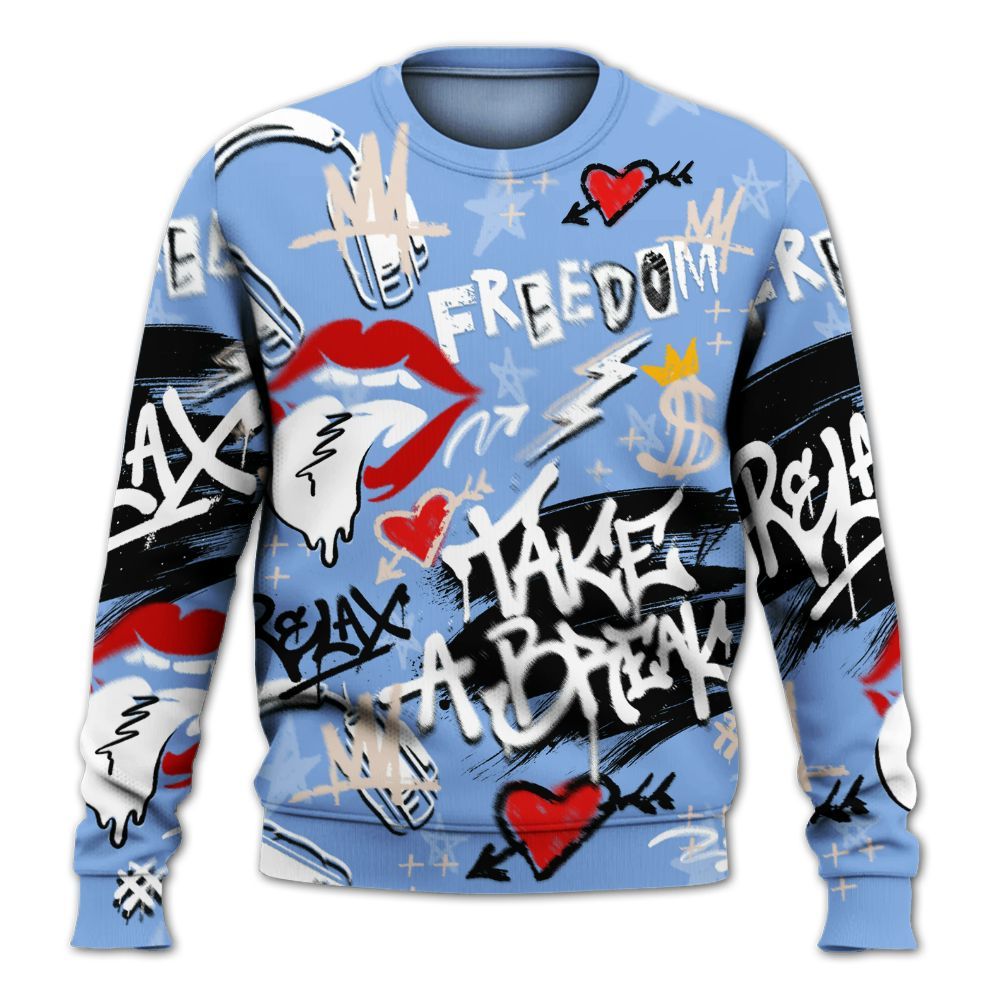 Sweatshirt To Match Air Max 1 Royal Pulse - Take Break Freedom Graffiti Streetwear All Over Print