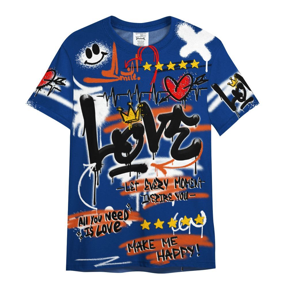 Shirt To Match Mid Knicks 1s - Happy Love Beats Graffiti Streetwear All Over Print