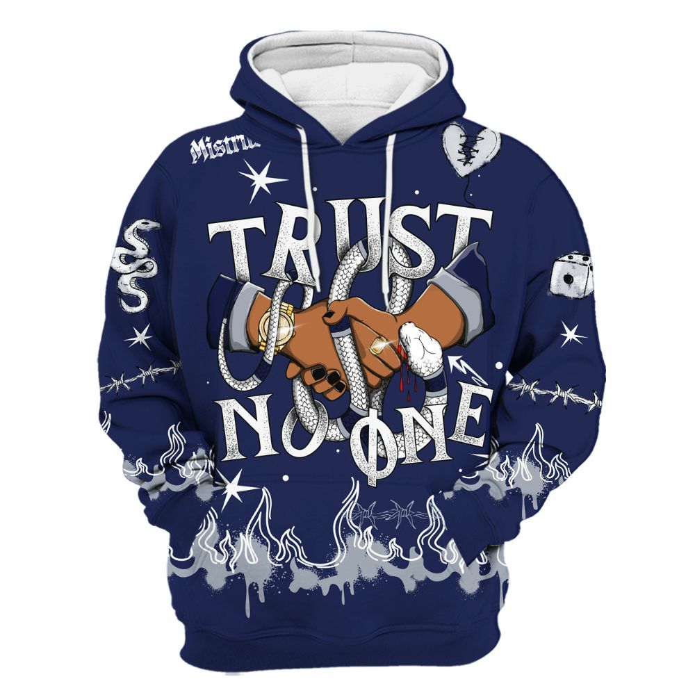Hoodie To Match Midnight Navy 11s - Trust No One Snake-Bite Doodle Crayon All Over Print