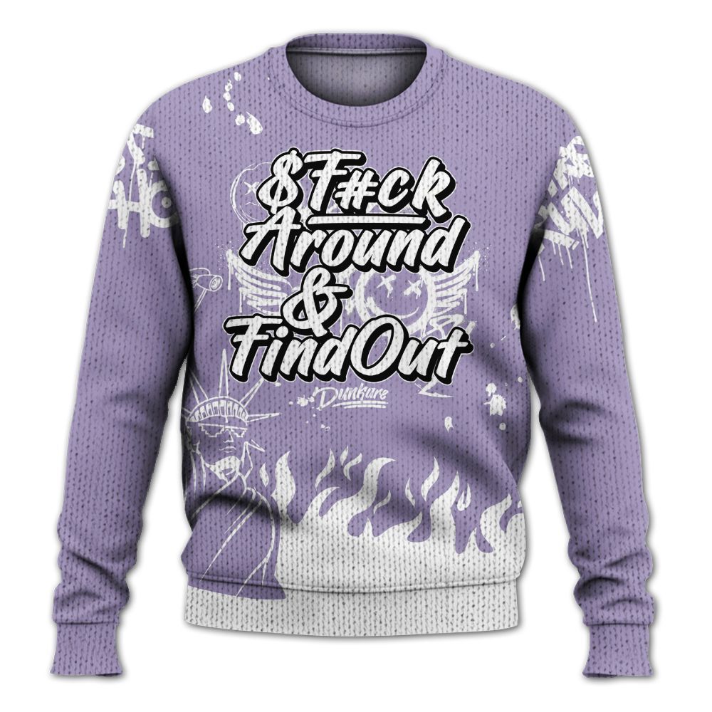 Knitted Sweater To Match Low Pure Violet 11s - Graphic Fck Around Find Out