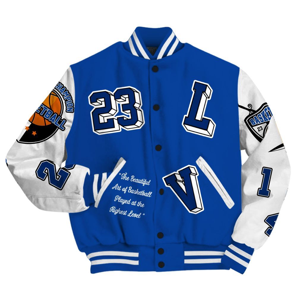 Varsity Jacket To Match Low Game Royal 1s - The GOAT Got Em Streetwear All Over Print