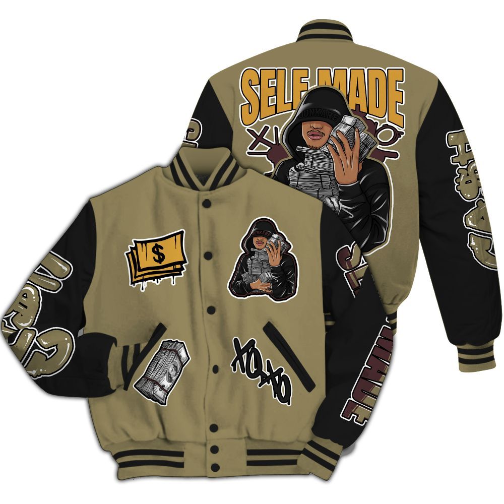 Varsity Jacket To Match Black Olive 7s - Selfmade Unique All Over Print