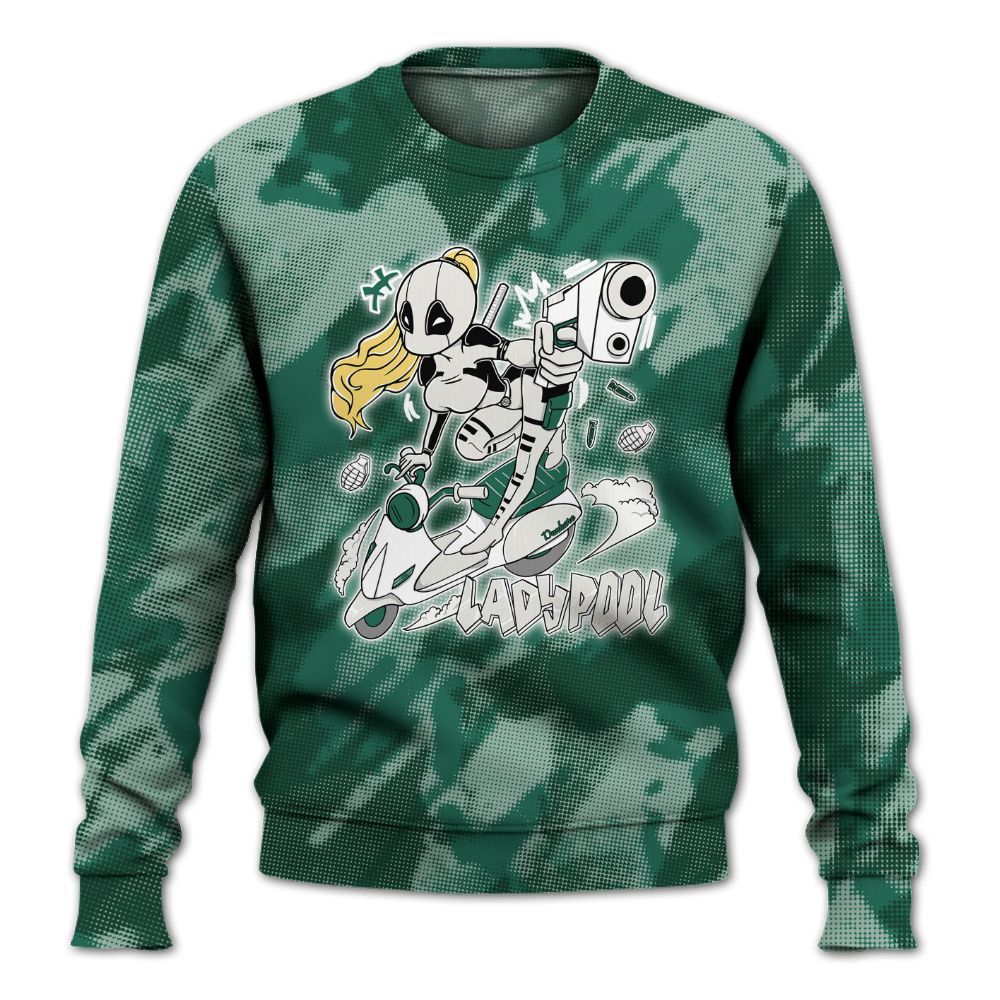 Sweatshirt To Match Oxidized Green 4s - Lady Pool Cartoon Abstract Halftone All Over Print