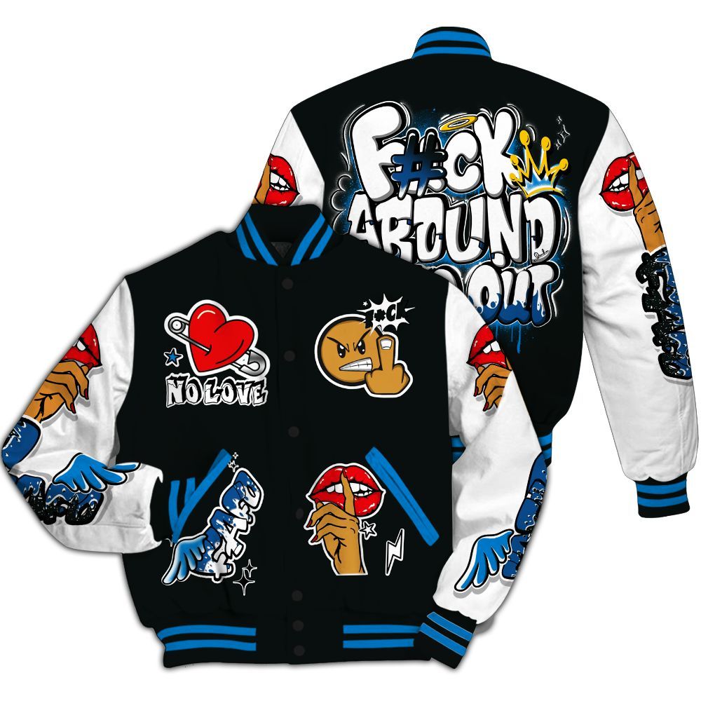 Varsity Jacket To Match High OG FragmentxULA White Black 1s - FK Around Find Out All Over Print