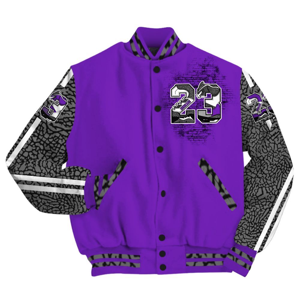 Varsity Jacket To Match Retro Dark Iris 3s - Custom Name Number 23 5s All Over Print