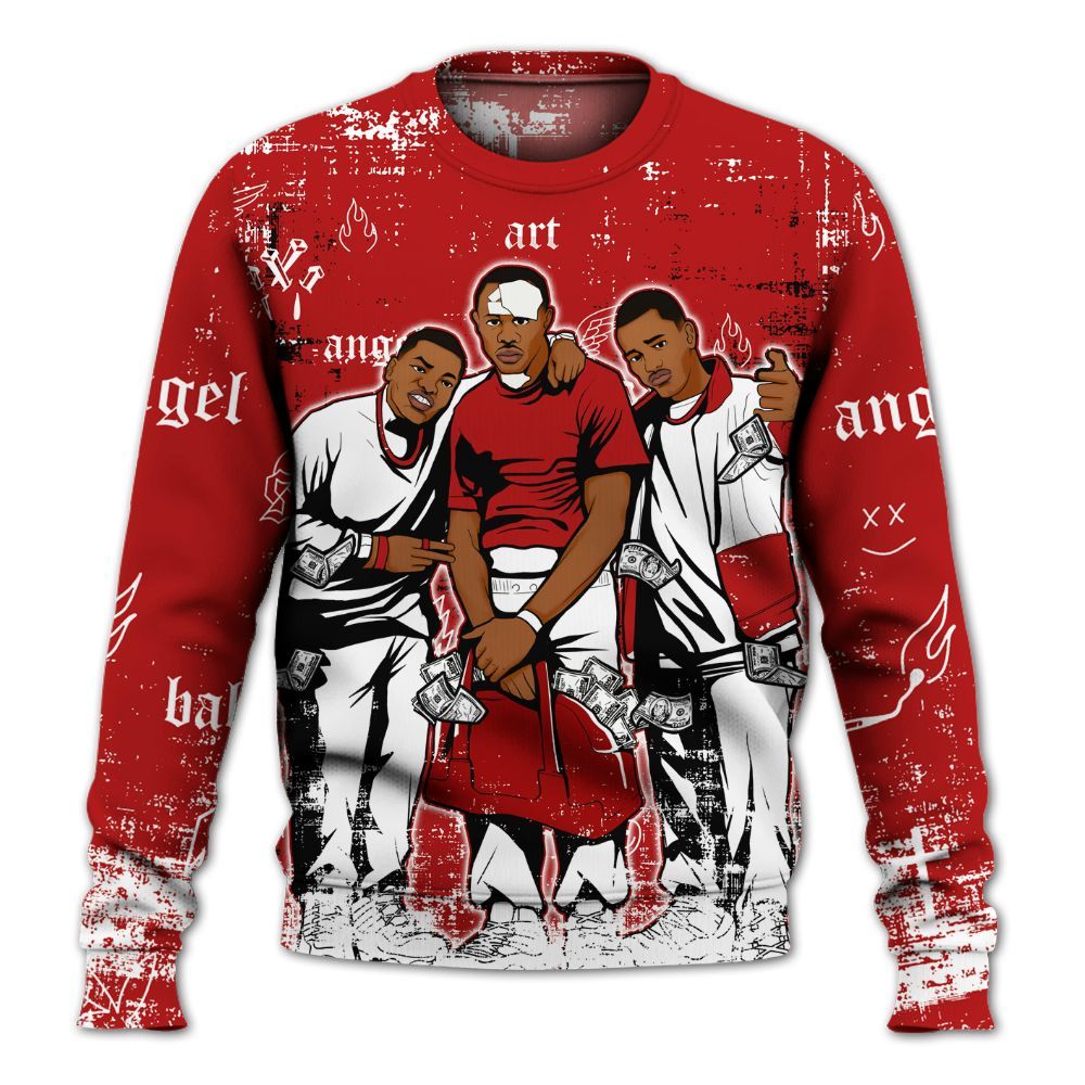 Sweatshirt To Match Low Terror White University Red 1s - Paid In Full Money All Over Print