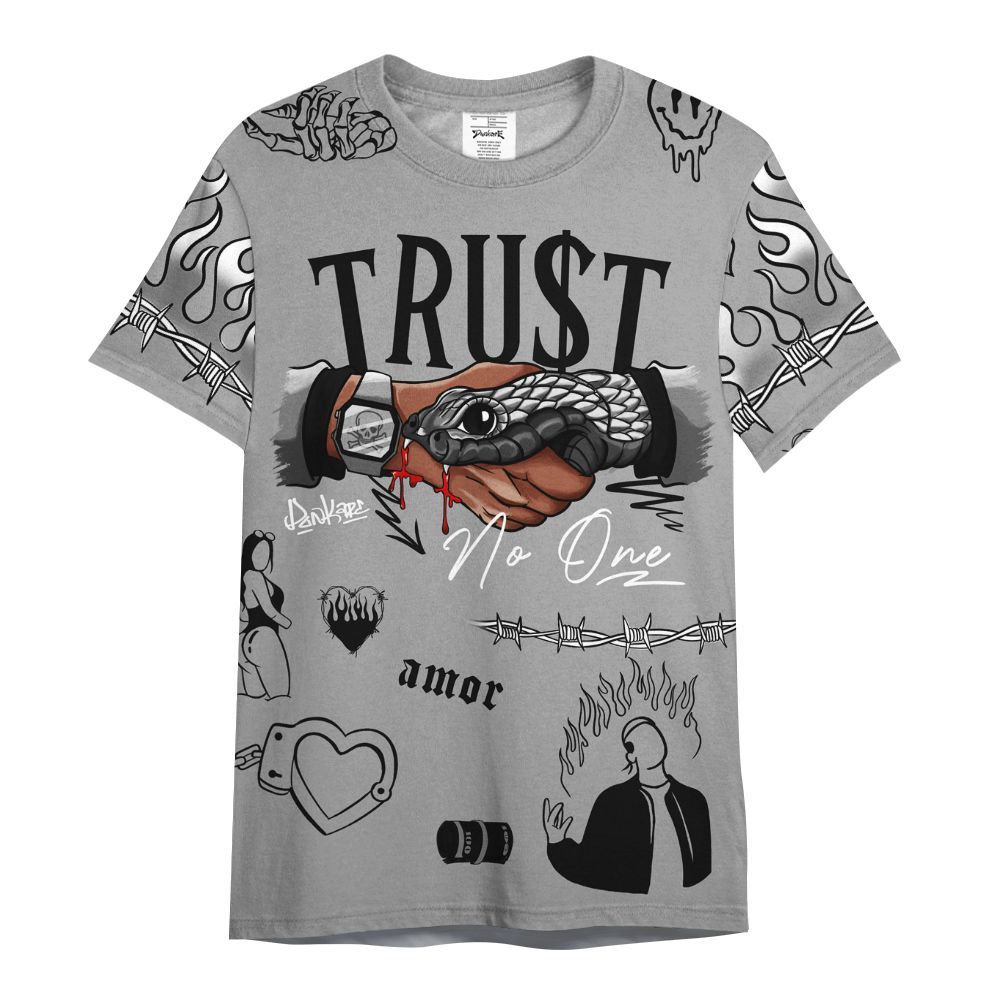 Shirt To Match Black Wolf Grey 12s Varsity Jacket, Snake Trust No One All Over Print