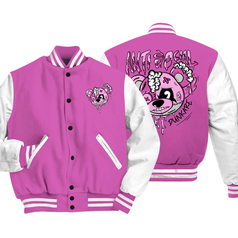 Varsity Jacket To Match Hyper Violet 4s Vasity Jacket - Hate Social Bear Vasity Jacket Unisex