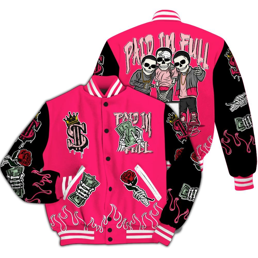 Varsity Jacket To Match A'One Hyper Pink Varsity Jacket, Fire Everybody Paid In All Over Print