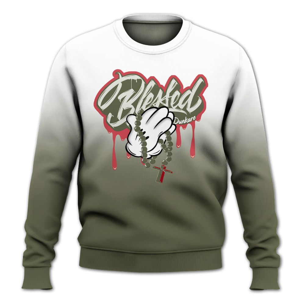 Sweatshirt To Match Low OG Medium Olive 1s - God Blessed Drip All Over Print