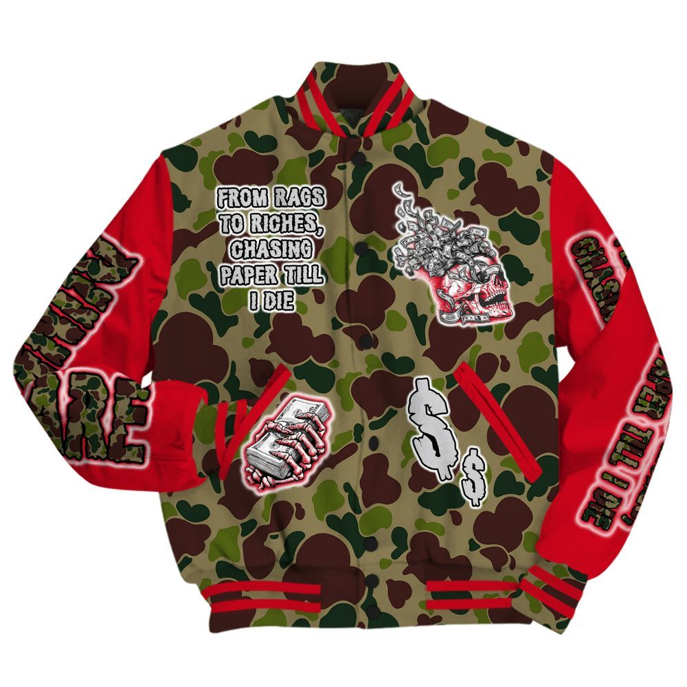 Varsity Jacket To Match Air Max 90 Duck Camo Red - From Rags To Riches All Over Print