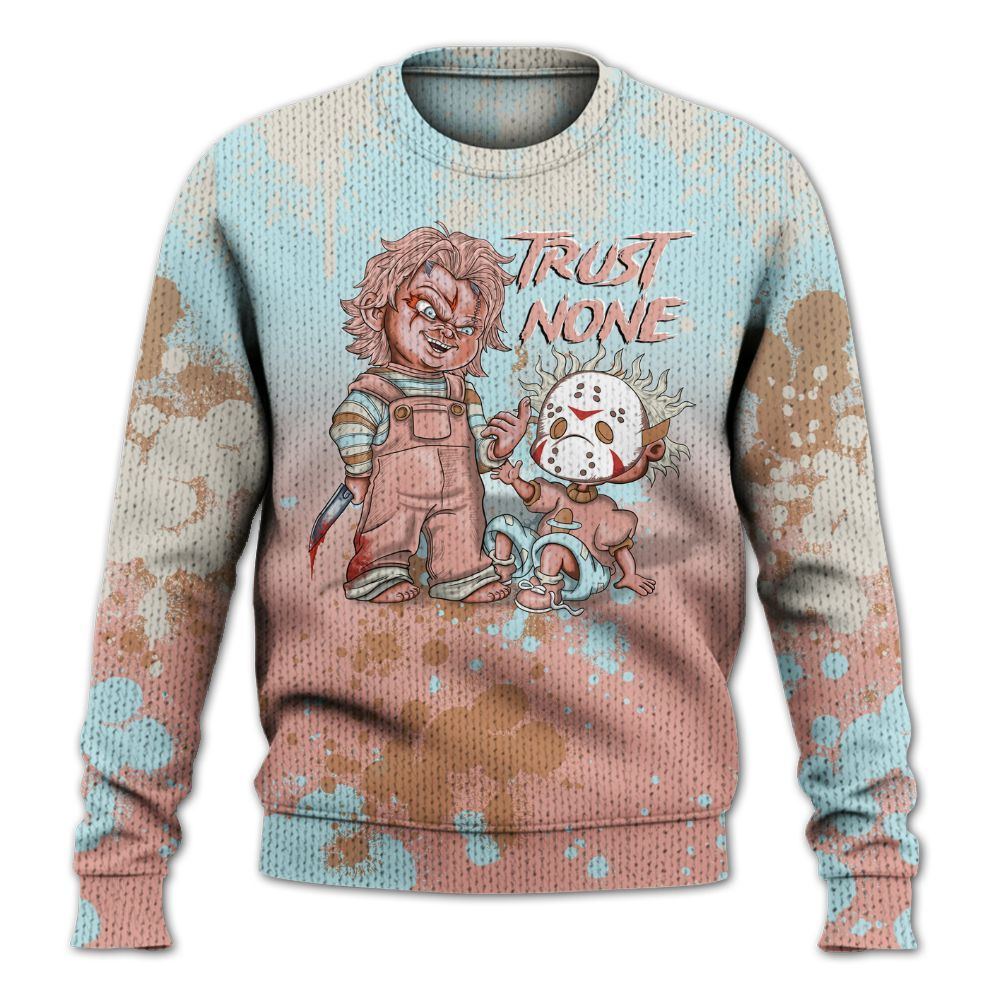 Knitted Sweater To Match Dunk Low Glacier Arctic - Trust No One Scary
