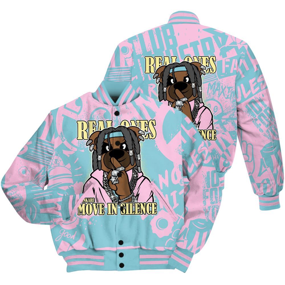 Varsity Jacket To Match SB Dunk Low Visty Shirt - Silent Achievers Bear Monogram Graffiti All Over Print