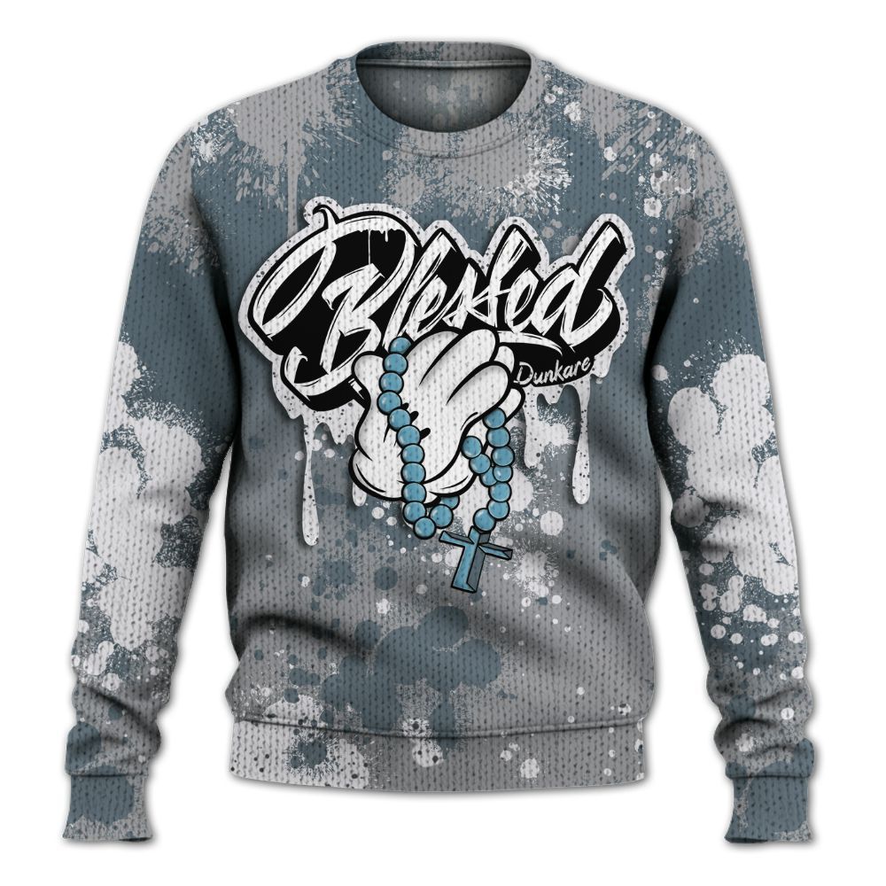 Sweater To Match Retro Light Graphite Wolf Grey 5s - God Blessed Ink Drip Graphic