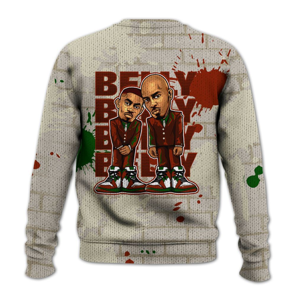 Knitted Sweater To Match El Grito 5s - Belly Sneakers Graphic Halloween