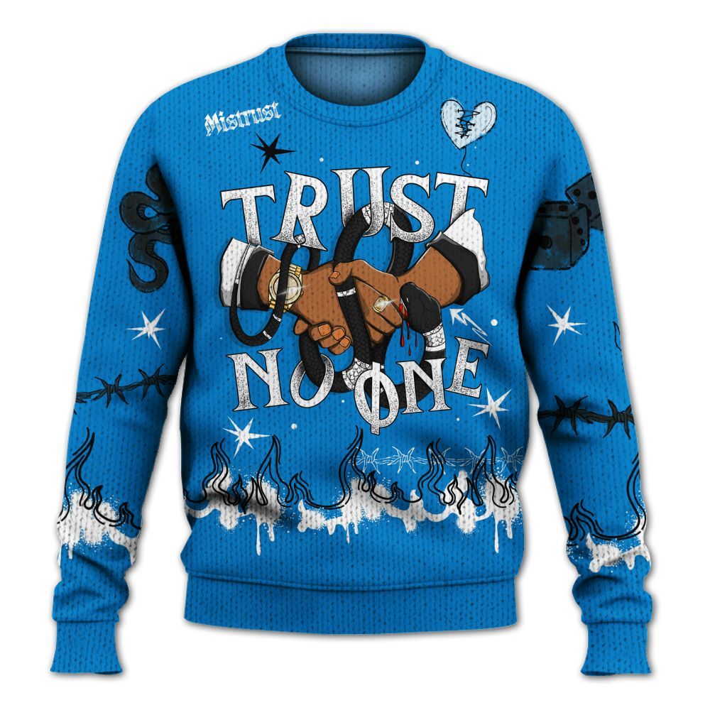 Sweater To Match High OG FragmentxULA White Black 1s - Trust No One Snake-Bite Doodle Crayon Graphic