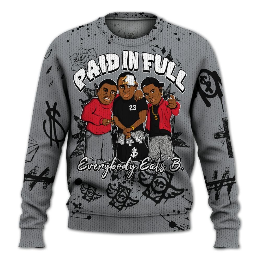 Knitted Sweater To Match Black Cement 3s - Everybody Paid In Full Crayon