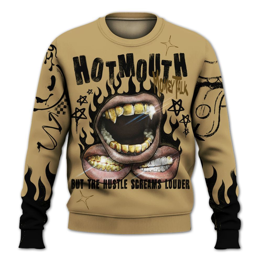 Sweatshirt To Match High OG Black Metallic Gold 1s - Mouth Burning Street Style All Over Print
