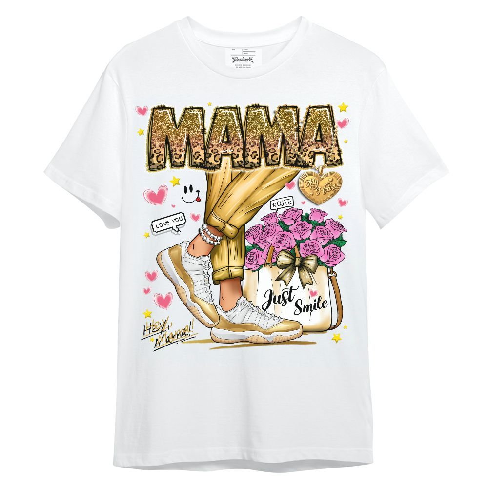 Shirt To Match Retro Low Mother's Day Metallic Gold 11s - SNEAKER Mama Just Smile Graphic