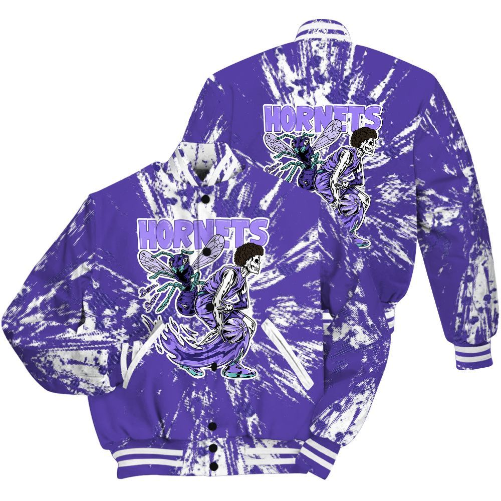 Varsity Jacket To Match Low Hornets 1s Shirt - Hornets Skeleton Luxury All Over Print