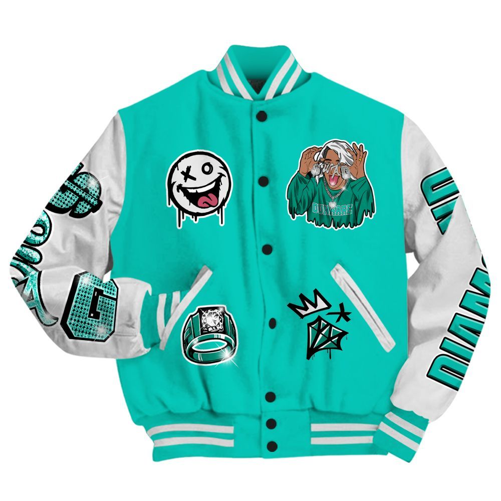 Varsity Jacket To Match Dunk Low Clear Jade - Pressures Makes Varsity Jacket To Match All Over Print