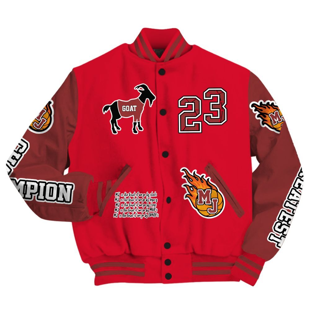 Varsity Jacket To Match Air Max Sunder Gore Tex Fire Red - 23 G.0.A.T Jump Up Basketball All Over Print