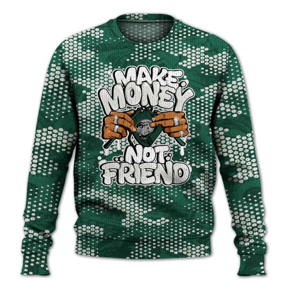 Knitted Sweater To Match Oxidized Green 4s - Make Moneys Not Friend Graphic Banknotes