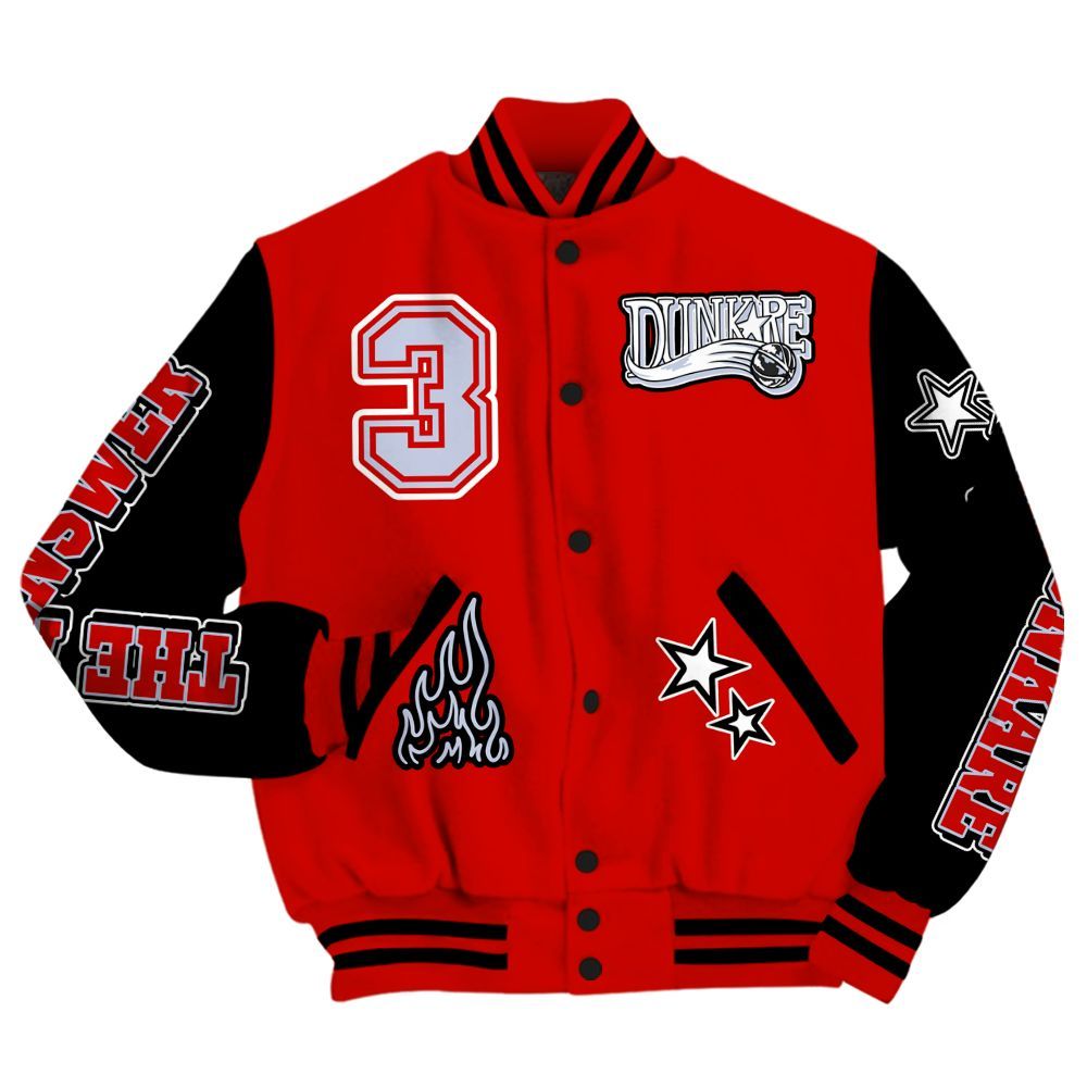 Varsity Jacket To Match Fire Red 6s - Allen Answer Skeleton All Over Print