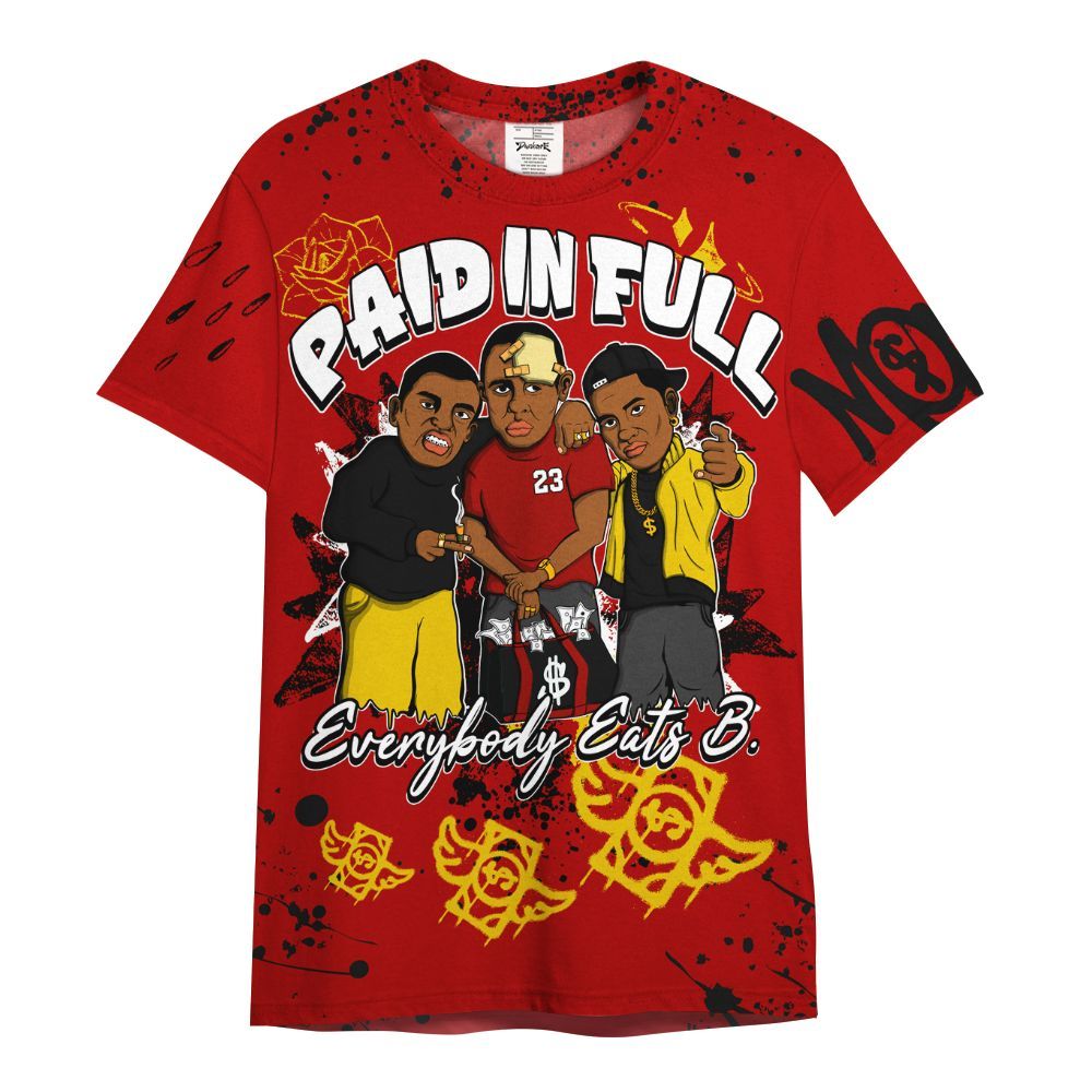 Shirt To Match Low Lucky Cat 1s - Everybody Paid In Full Crayon All Over Print