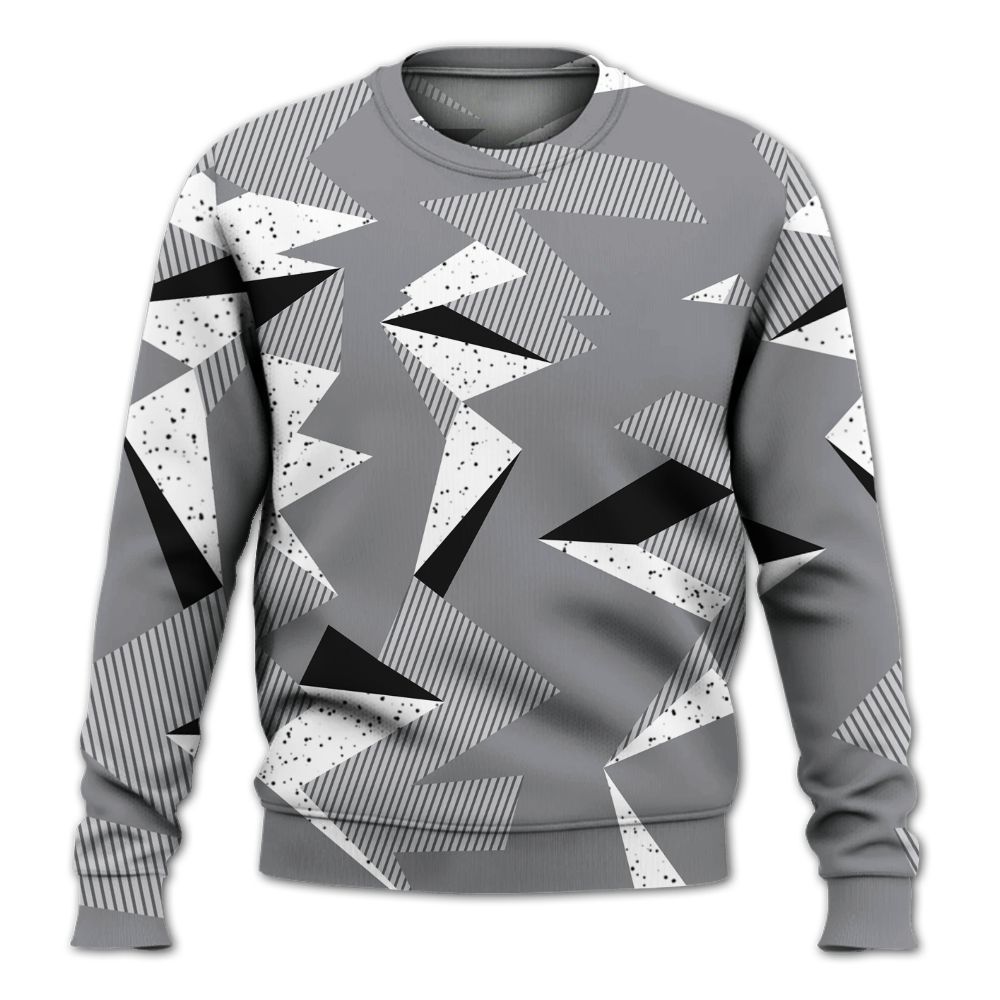 Sweatshirt To Match Retro Wolf Grey 5s - Geometric Camouflage Pattern All Over Print
