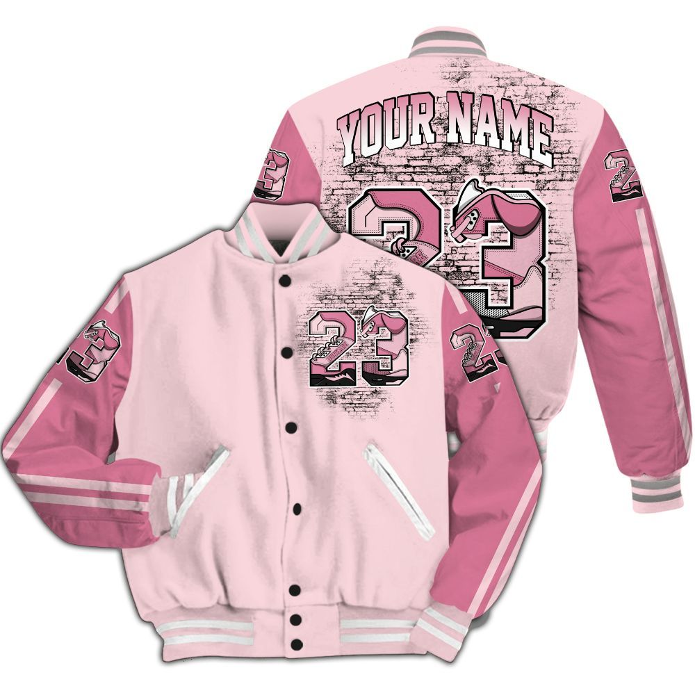 Varsity Jacket To Match GS Pearl Pink 12s - Custom Name Number 23 5s All Over Print
