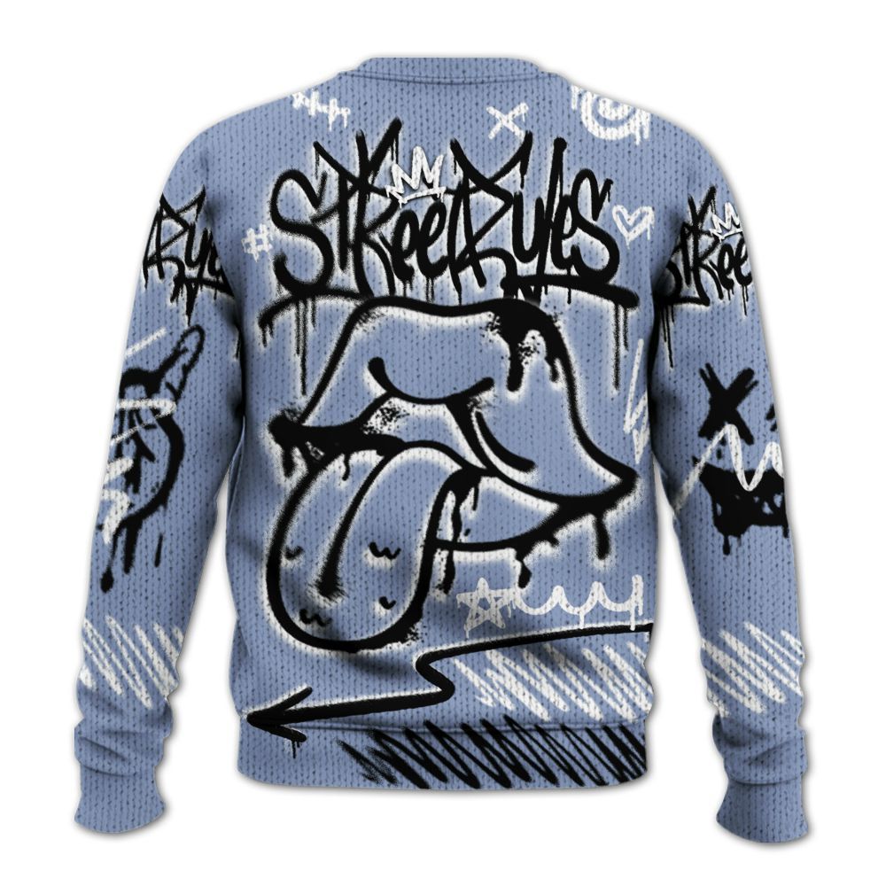 Knitted Sweater To Match Retro Blue Grey 13s - Break Rules Streetwear