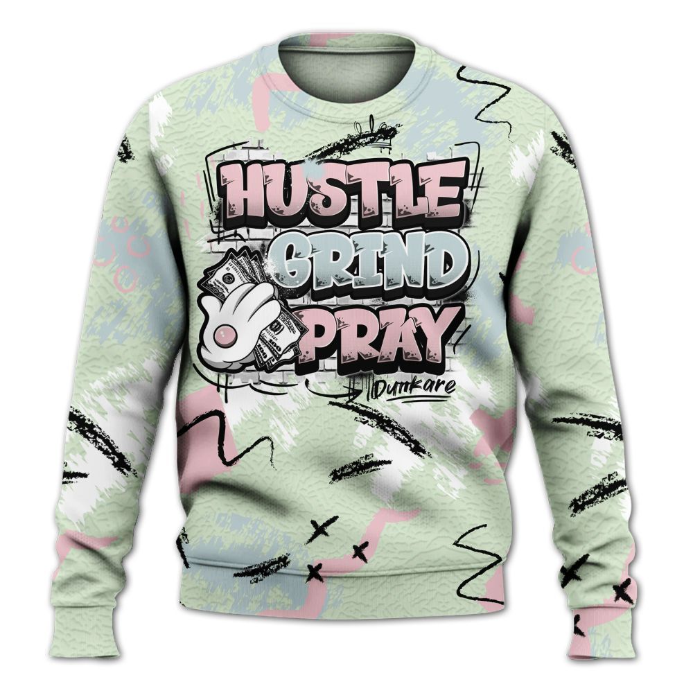 Sweatshirt To Match Spring Is In The Air 3s - Hustle Grind Pray Graphic Street Style All Over Print