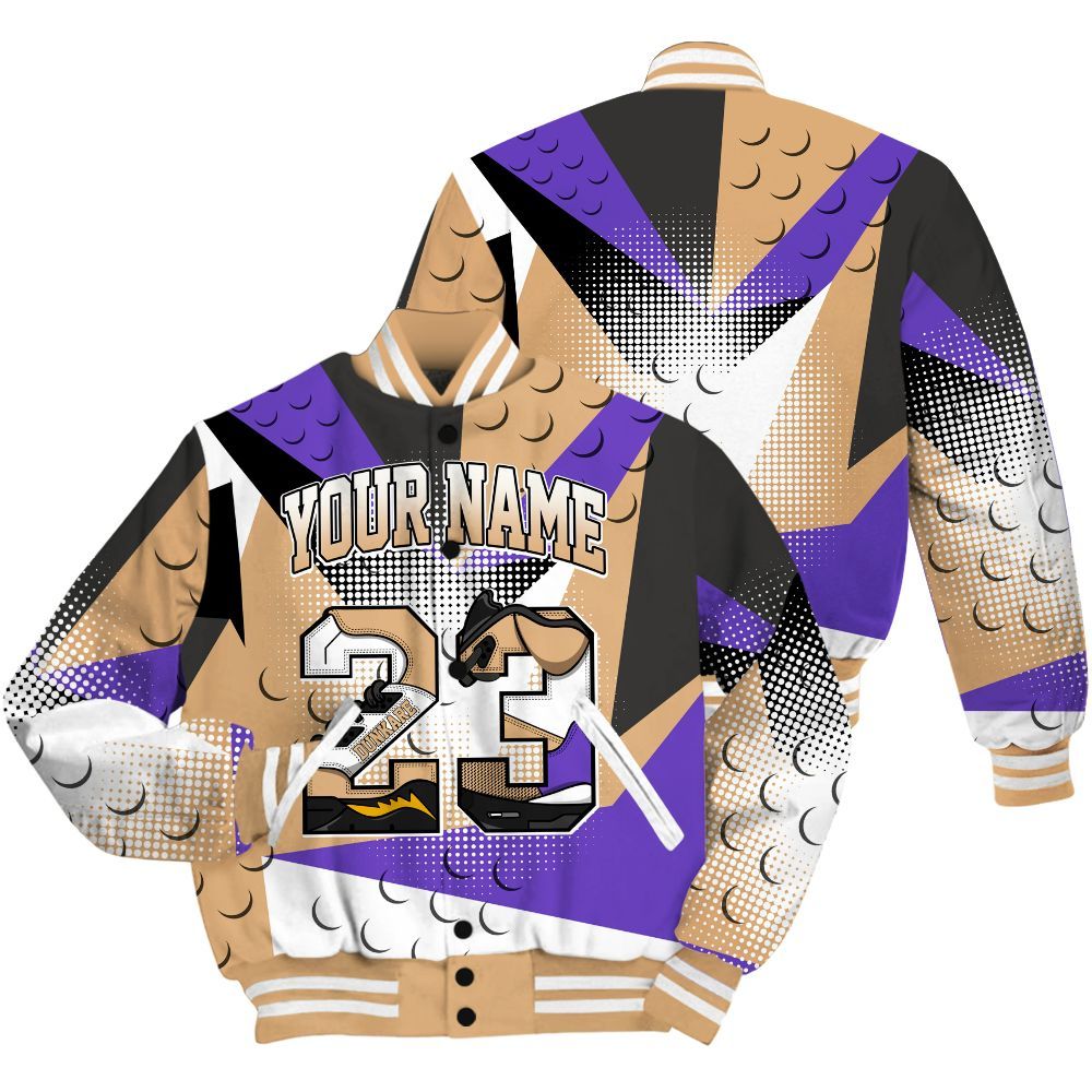 Varsity Jacket To Match SE Afrobeats 7s Shirt, Poly Custom Name Number 23 5s All Over Print