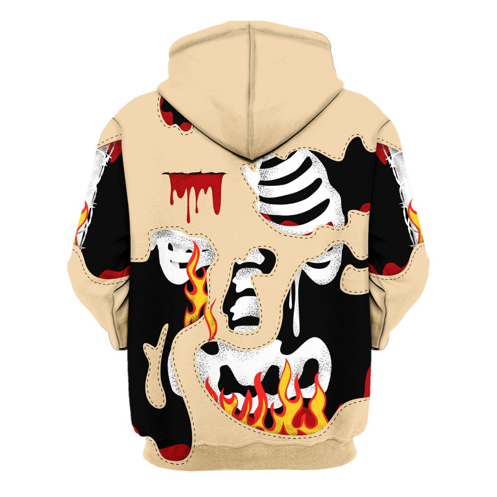 Hoodie To Match Dunk Low Strawberry Waffle - Skeleton Smile Flame Drip All Over Print