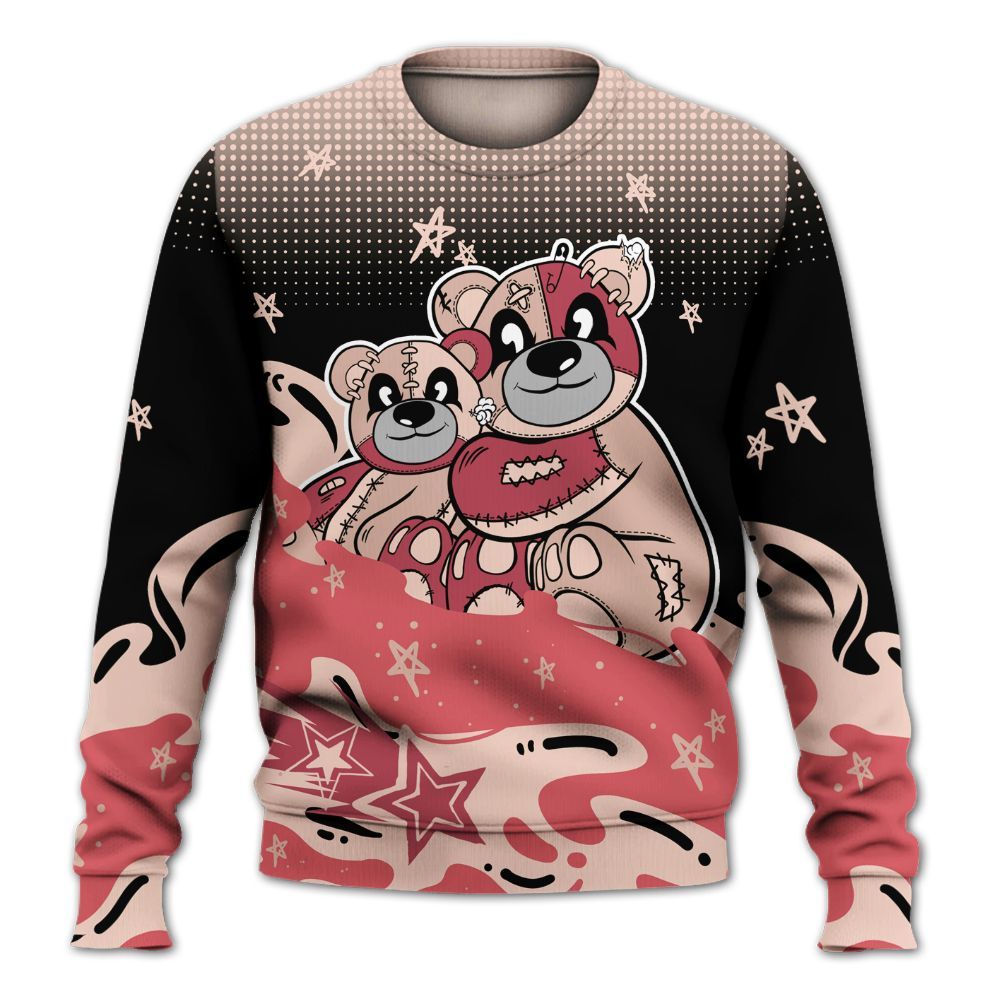 Sweatshirt To Match Washed Coral 2s Shirt - Sincere Fondness Bear Stars All Over Print