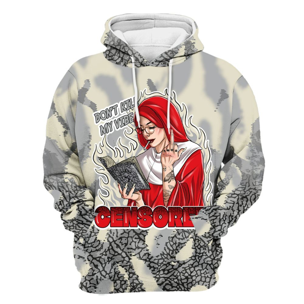 Hoodie To Match Cement Grey 3s - Censoredz Burn All Over Print