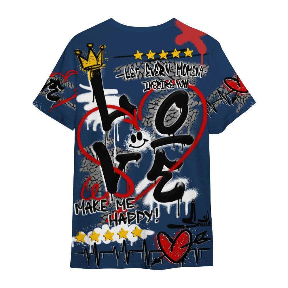 Shirt To Match SP Sport Royal 3s - Happy Love Beats Graffiti Streetwear All Over Print