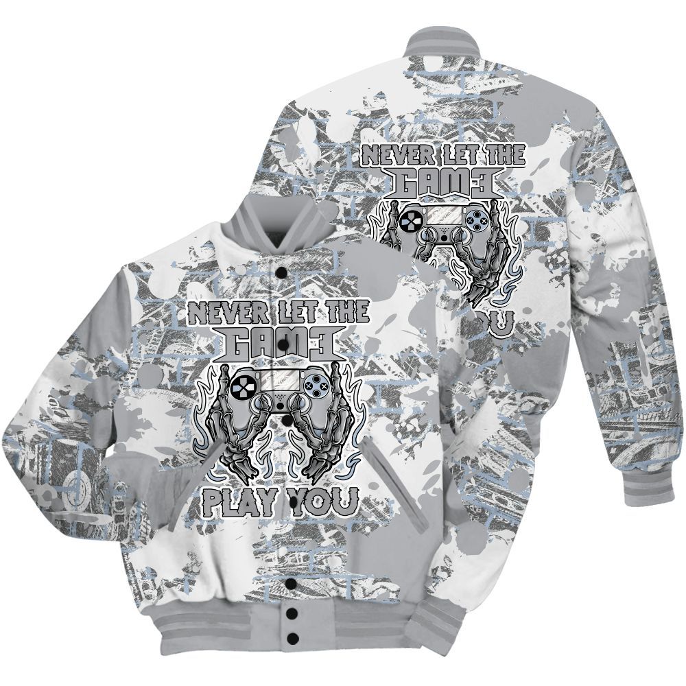 Varsity Jacket To Match Low OG Wolf Grey 1s Shirt - PlayGame Skull Brick All Over Print