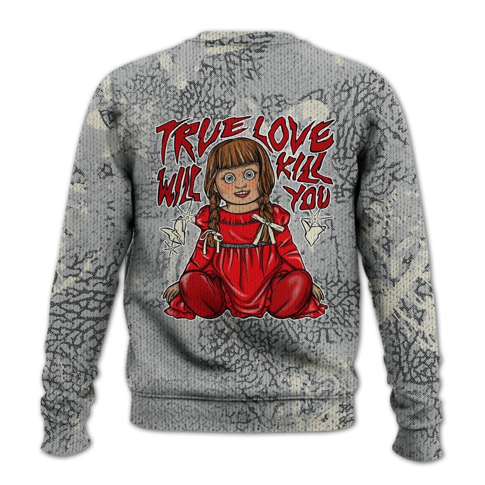 Knitted Sweater To Match Cement Grey 3s - Genuine Loves Bear Heart Grunge